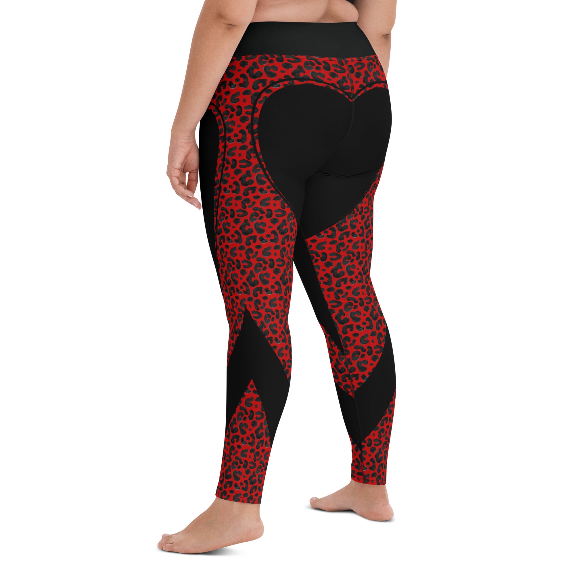 Leopard Print Heart Shaped Yoga Leggings
